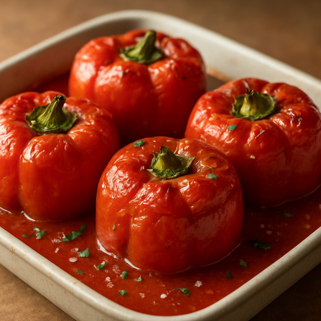 פלפלים ממולאים סלובקים מהירים עם איזון חריפות