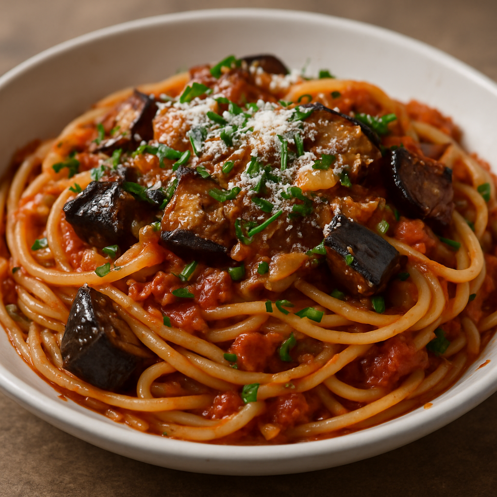 פסטה סיציליאנית עם חצילים ולימון כבוש