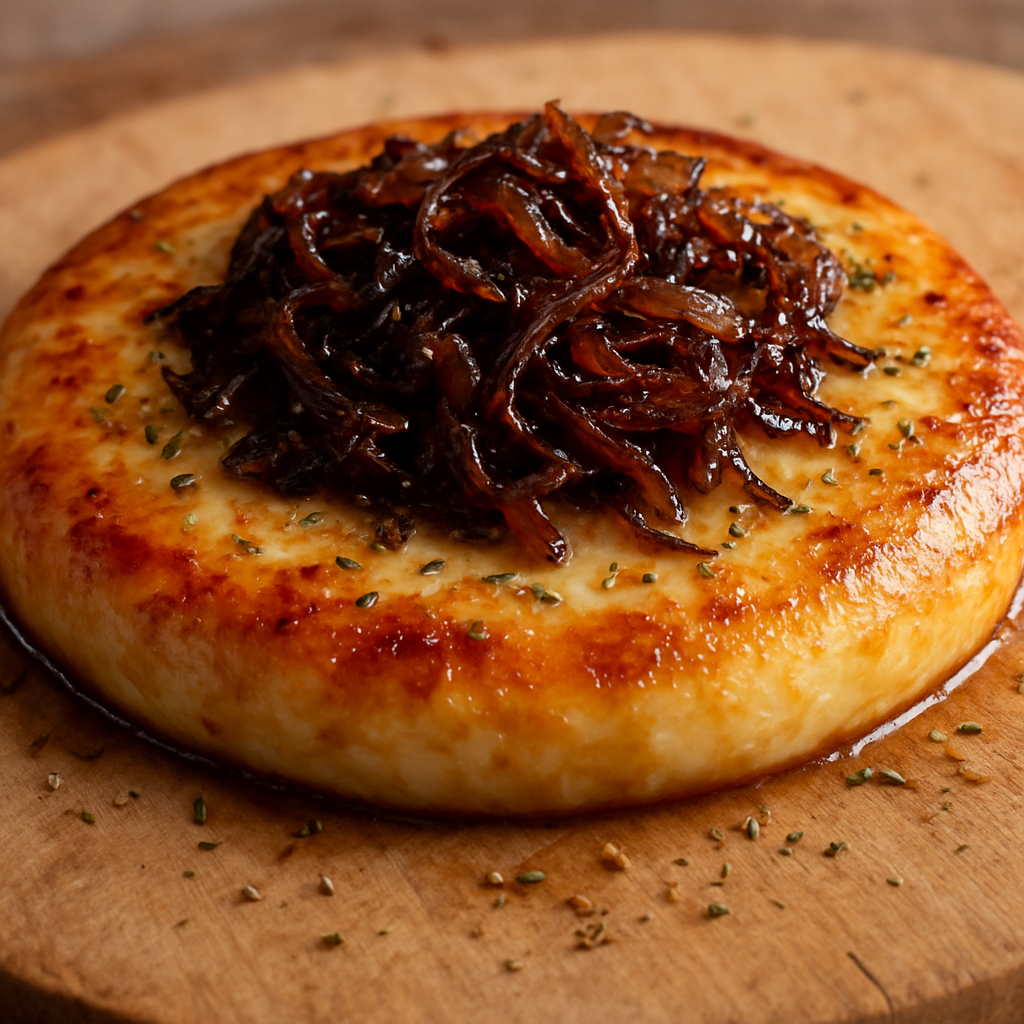 פרובולטה עם בצל מקורמל ואורגנו