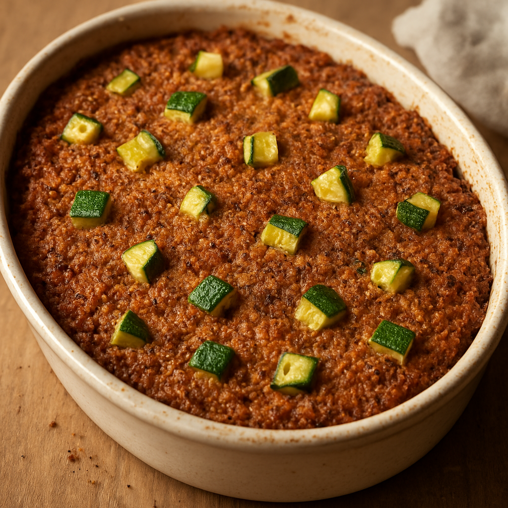 פשטידת קינואה פרואנית עם תבלינים טחונים וקישואים צרובים