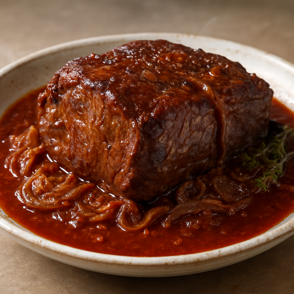 צלי כתף בסמיכה של עגבניות ובצל