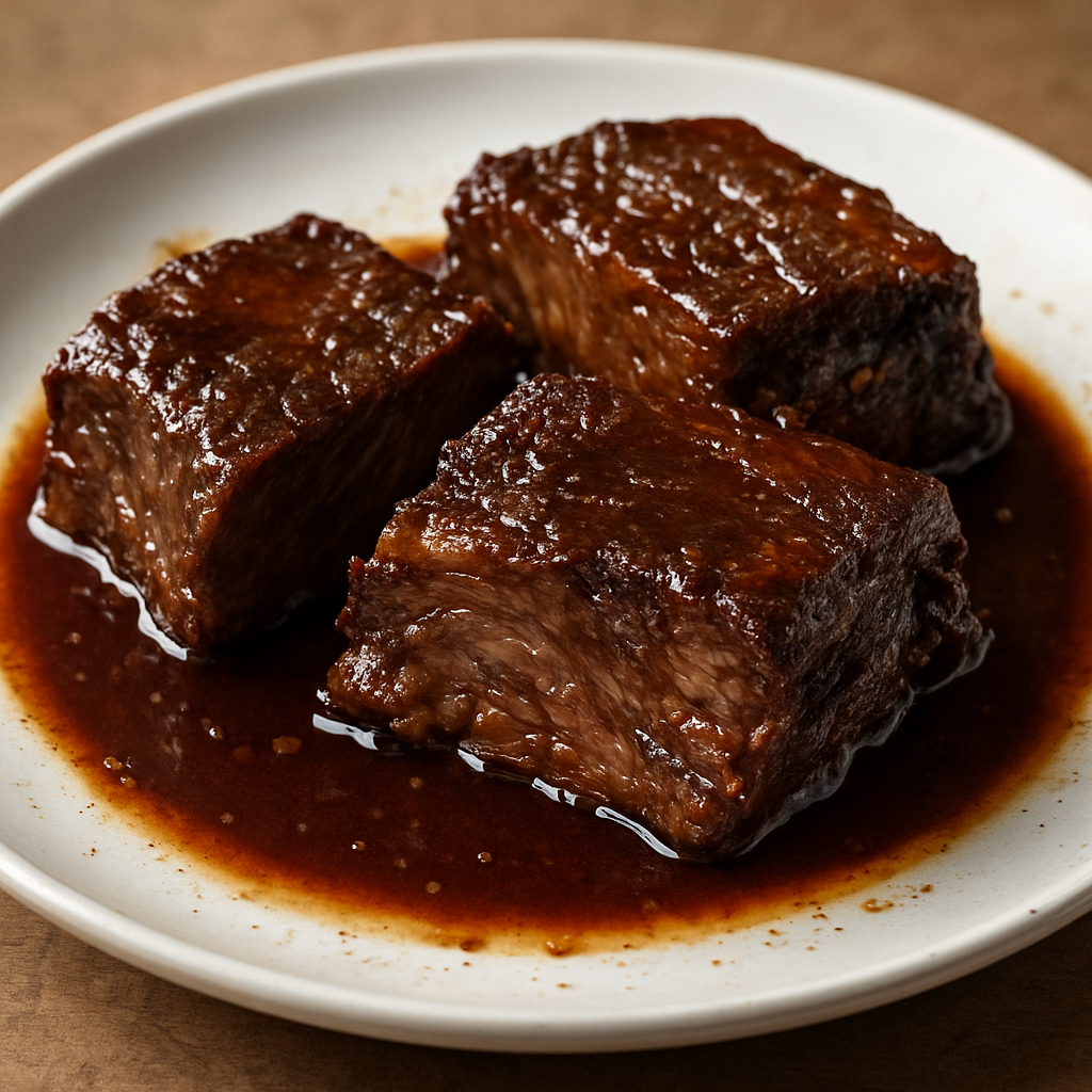 צלעות בקר בבישול ארוך עם שמן קוקוס ויין אדום