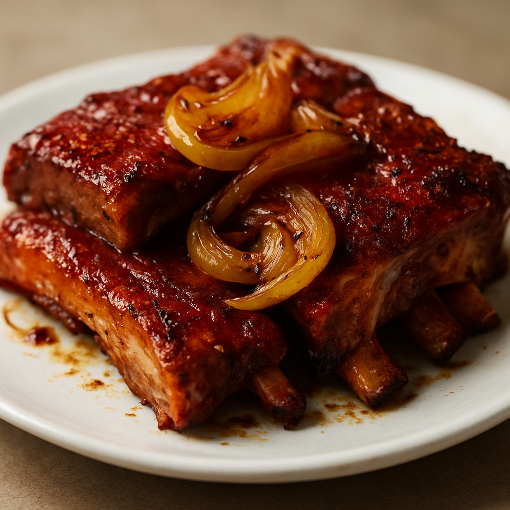 צלעות חזיר בפפריקה ושום בשקית אפייה