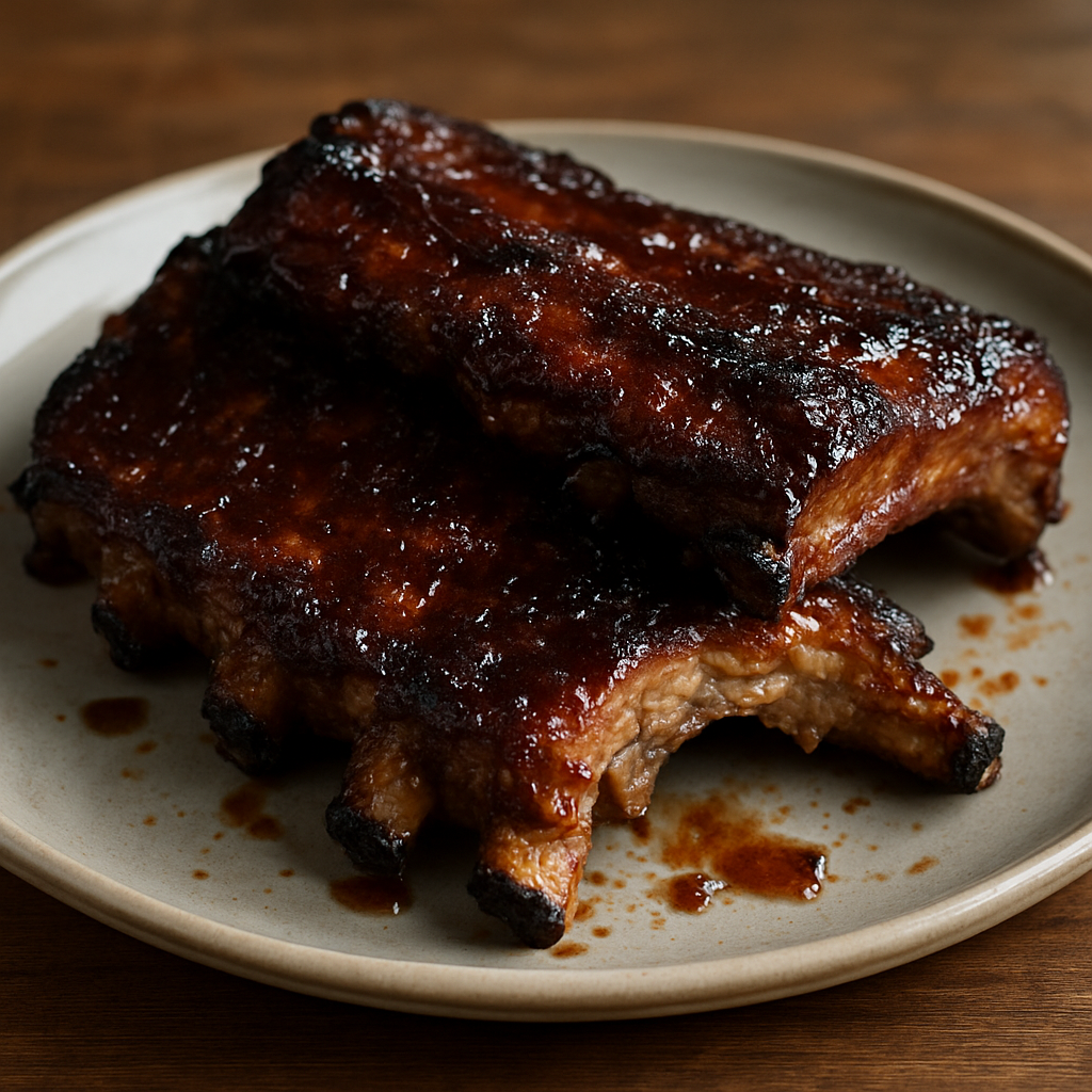 צלעות חזיר בתיבול מדורג ואפקט קרום על הפחם