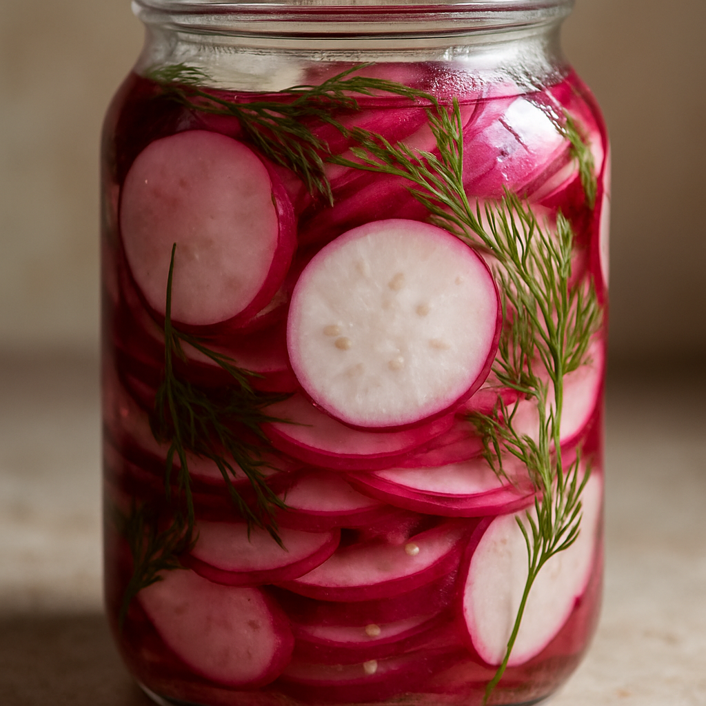 צנונים כבושים מהירים עם שמיר ולימון