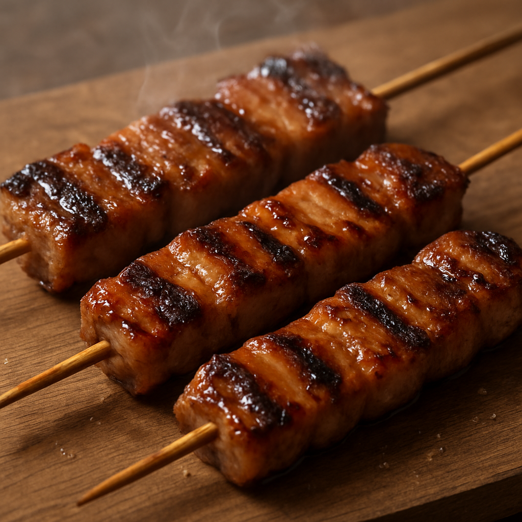 קבב חזיר בעישון עדין עם רוטב סוכר-ליים מרוסק