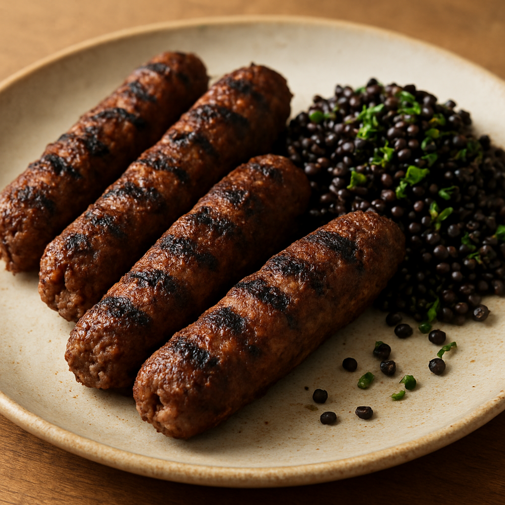 קבב ירושלמי צלוי בפחמים עם תוספת עדשים שחורות