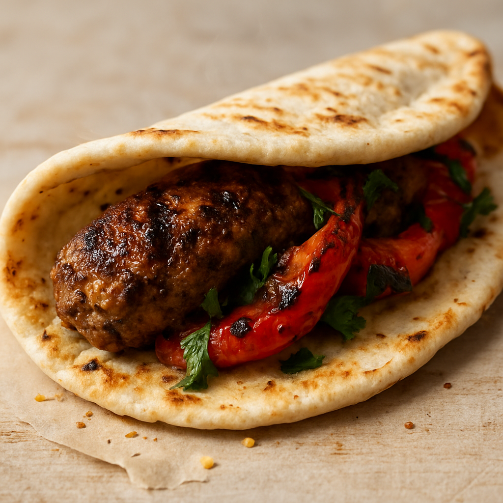 קבב עדנה בלאפה עם פלפל קלוי