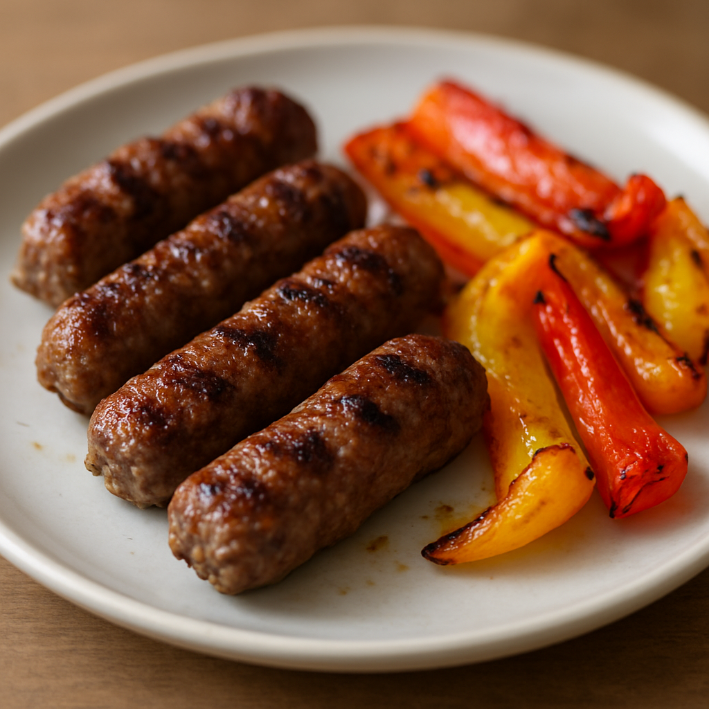 קבב קרואטי עם פיורי פלפלים מוחמצים עדינים