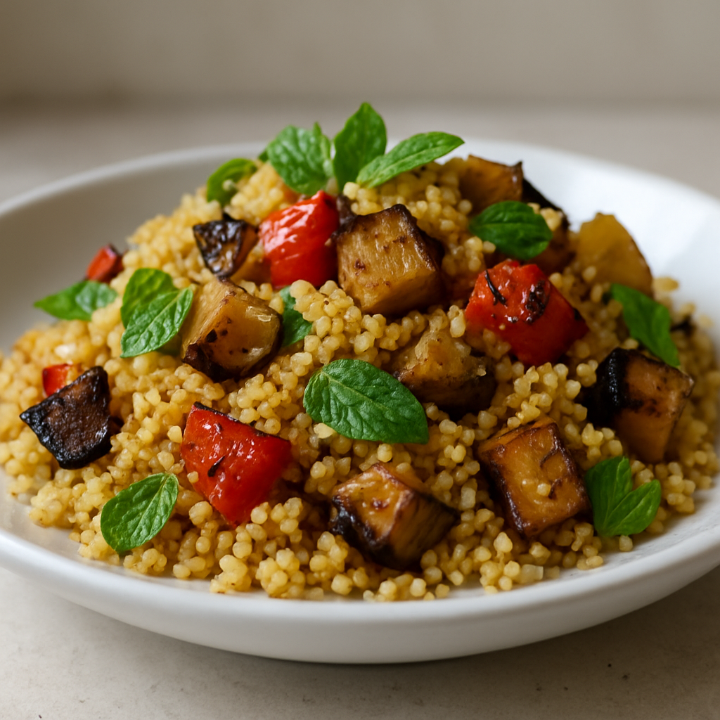 קוסקוס קלוי עם פלפלים וחצילים צלויים
