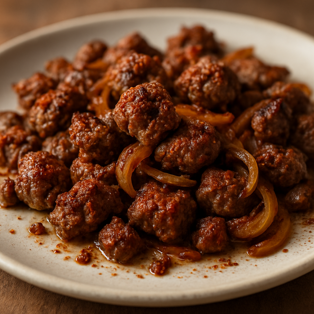 קיטפו קלוי בחמאה ותערובת ברברי עם בצל מקורמל