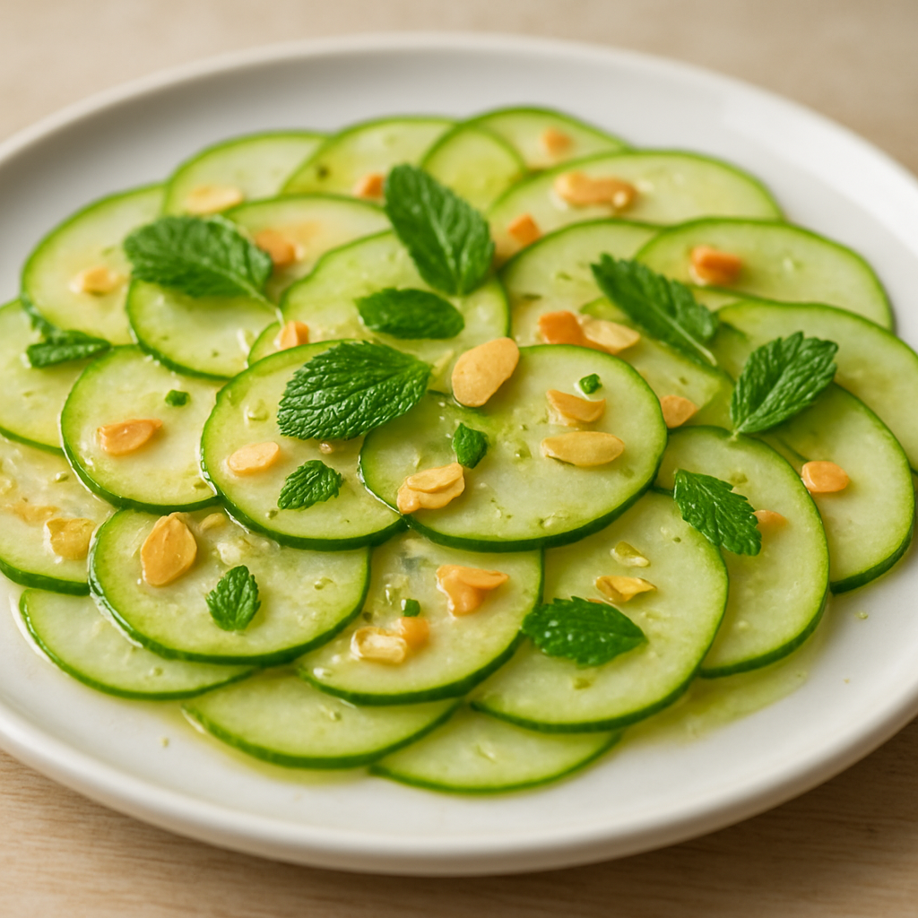 קישואים פרוסים דק עם נענע ולימון