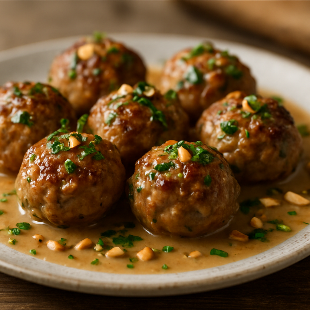 קציצות בקר עם אמולסיית חמאת בוטנים ועשבי תיבול