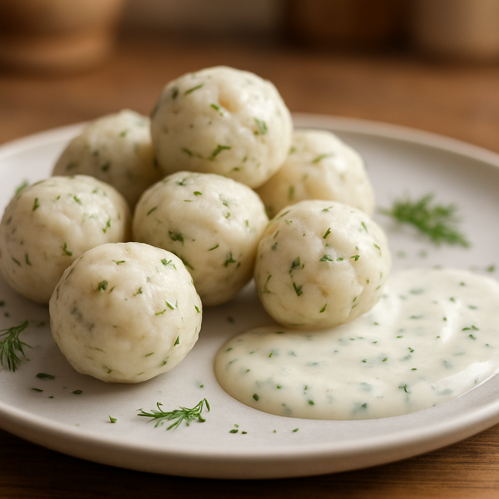קציצות דגים באידוי עדין עם רוטב יוגורט עשבי
