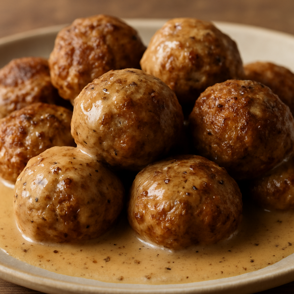 קציצות שוודיות בתיבול יבש עם רוטב קרם קוקוס