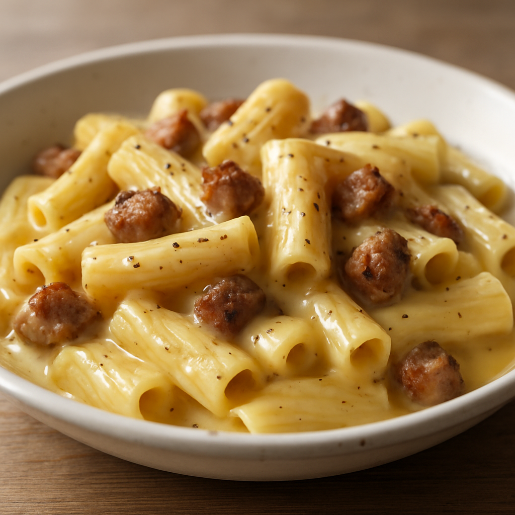 ריגטוני עם נקניק ופלפל