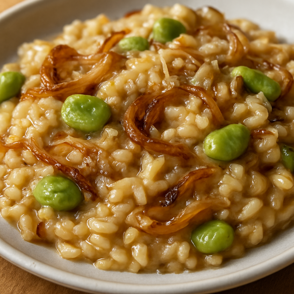 ריזוטו קירמול איטי בבצל ושעועית לימה