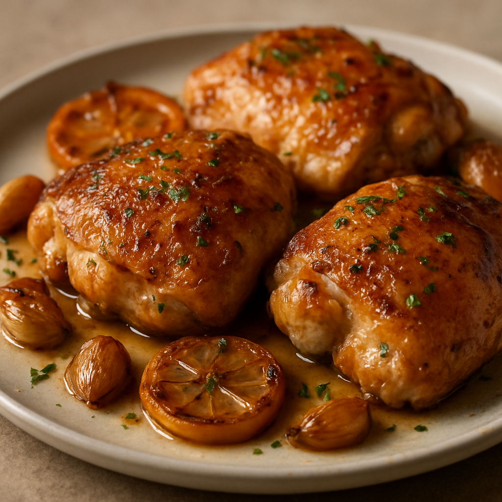 שוקי עוף צלויים בחמאה מזוקקת ולימון