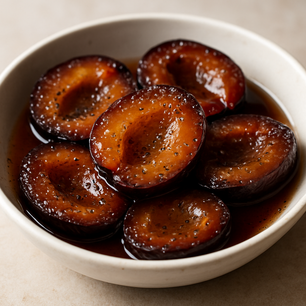 שזיפים מושרים בסוכר ווניל