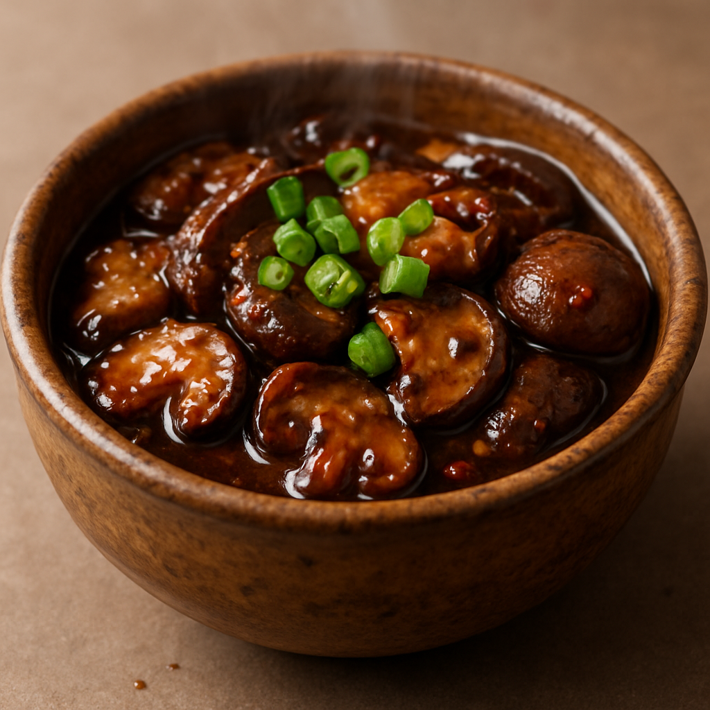 שיטאקי סצואני אפוי בכלי חרס עם עשבי תיבול