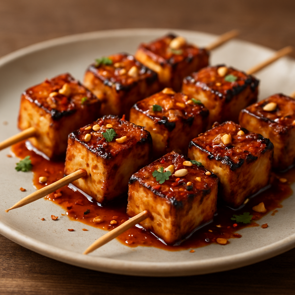 שיפודי טופו מעושנים עם רוטב ליים-צילי בבלנדר