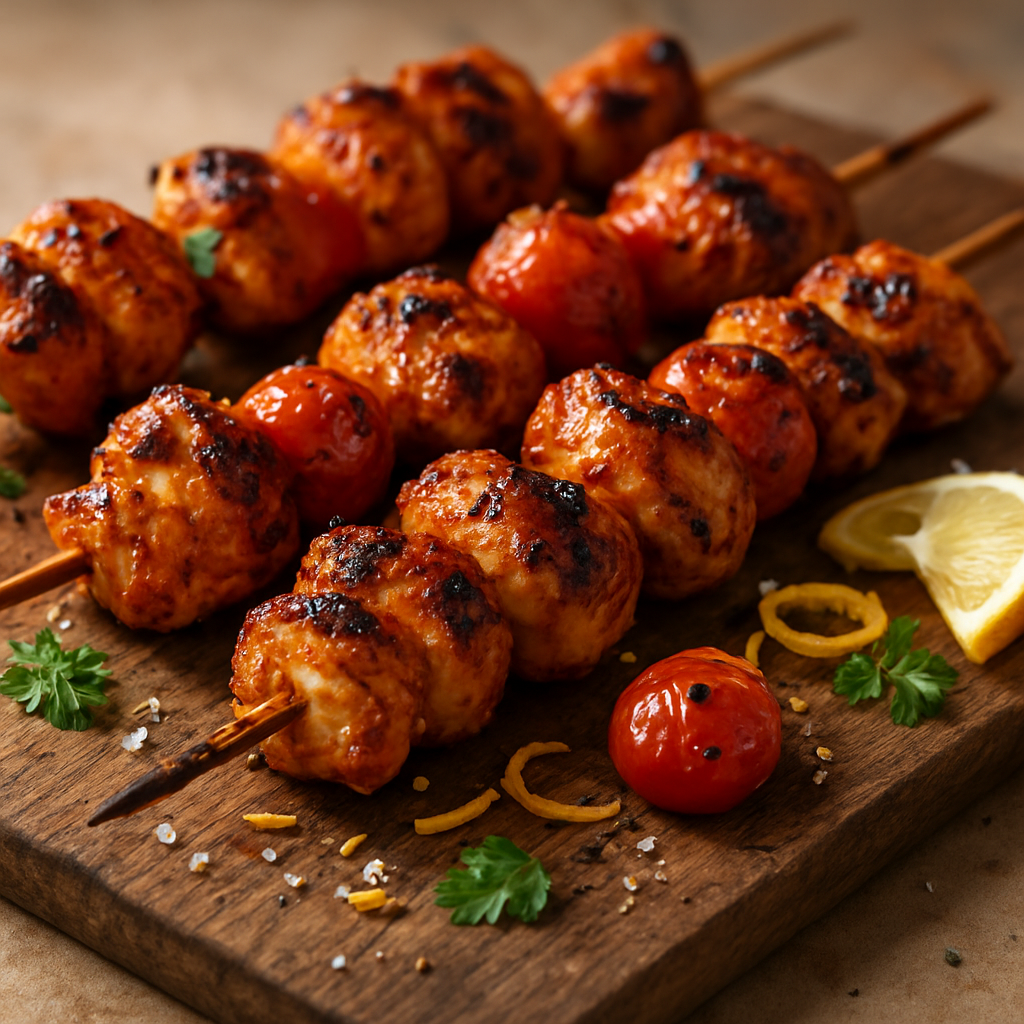 שיפודי עוף צלויים בזעתר ולימון