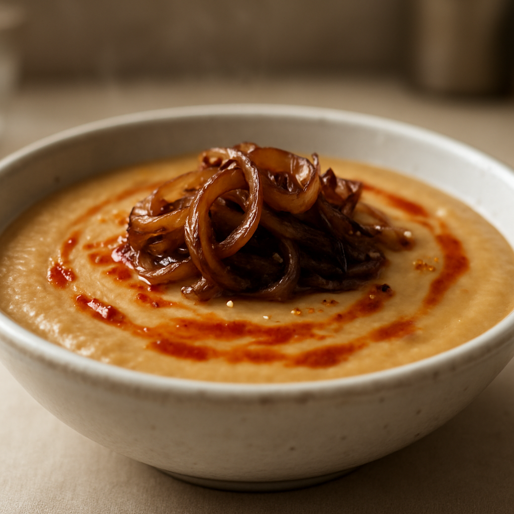 שירו חומוס צלוי בחמאה וברברי עם בצל מקורמל