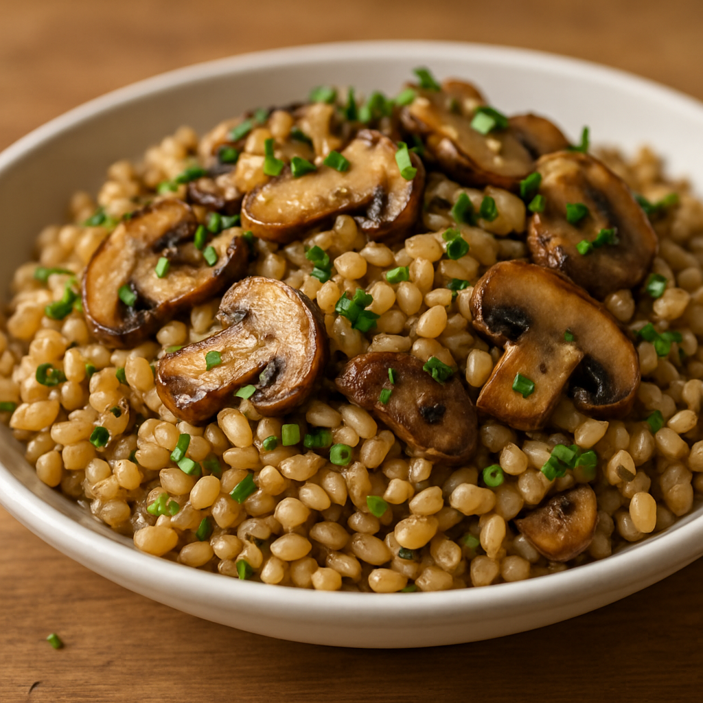 שעורה עם פטריות ושמן קוקוס