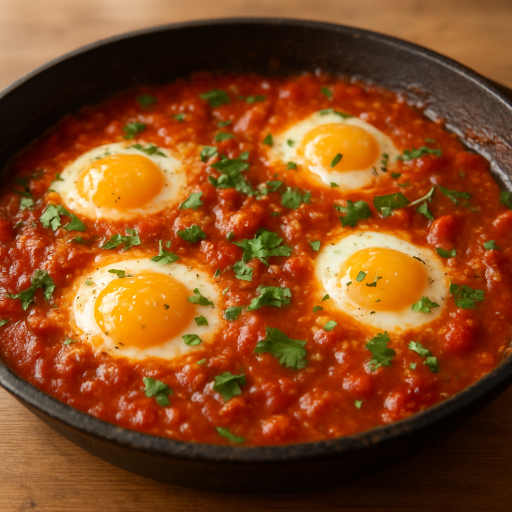 שקשוקה תוניסאית חריפה עם עשבי תיבול