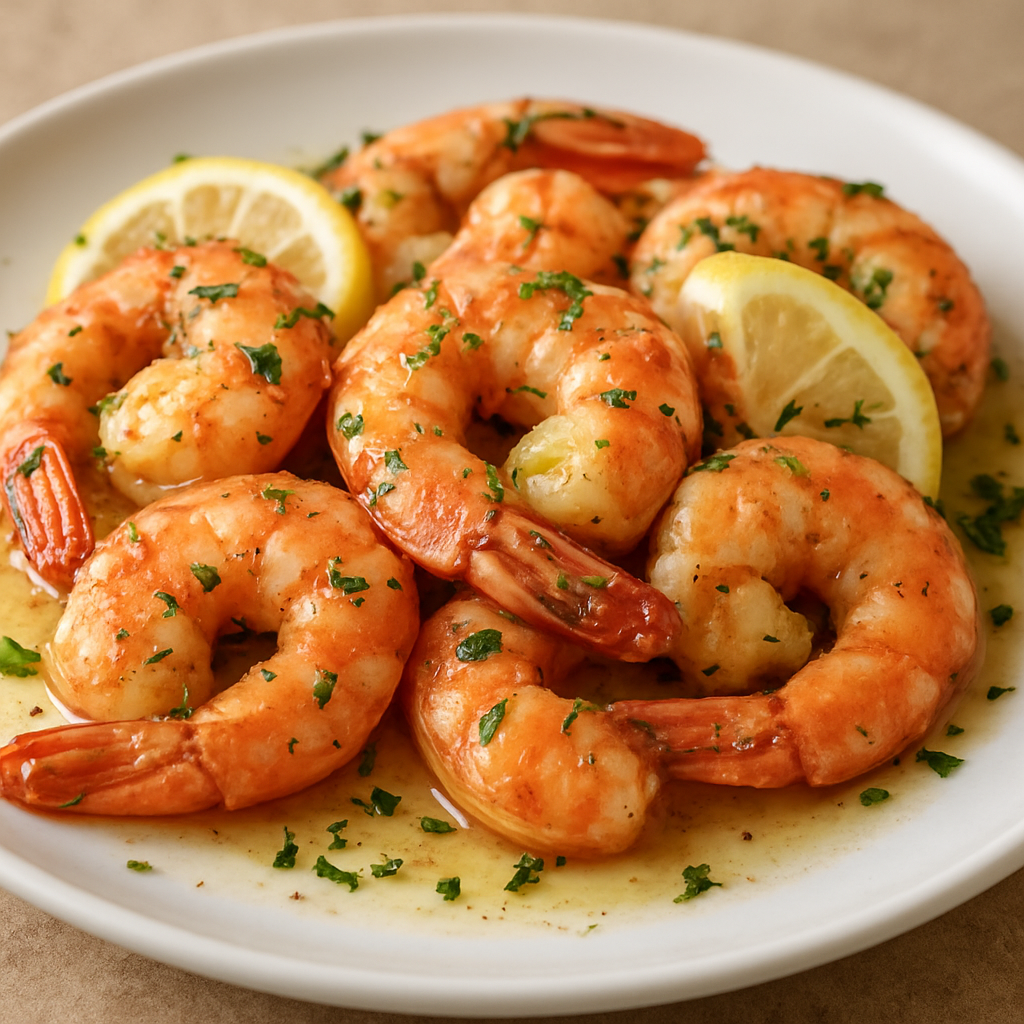 שרימפס צלוי בנייר אלומיניום עם שום ולימון