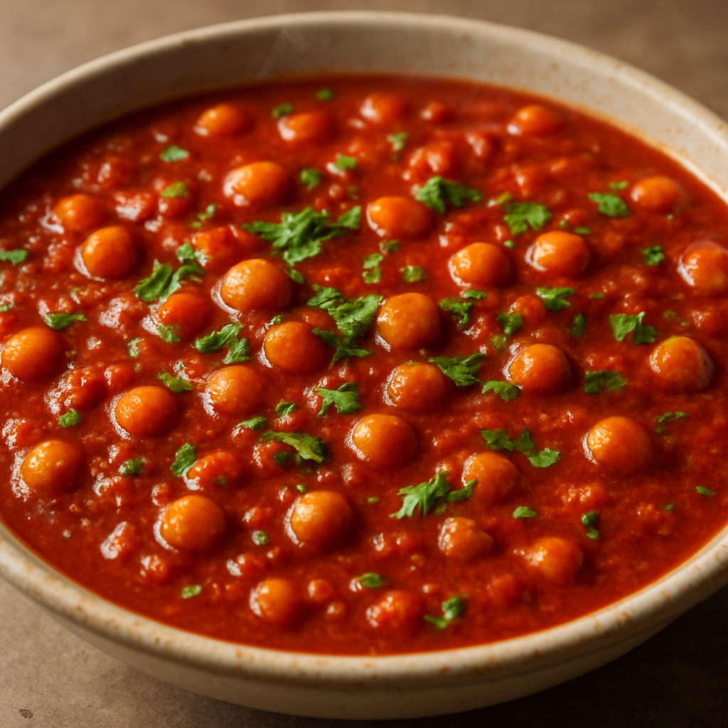 תבשיל חומוס תוניסאי חריף עם עשבי תיבול