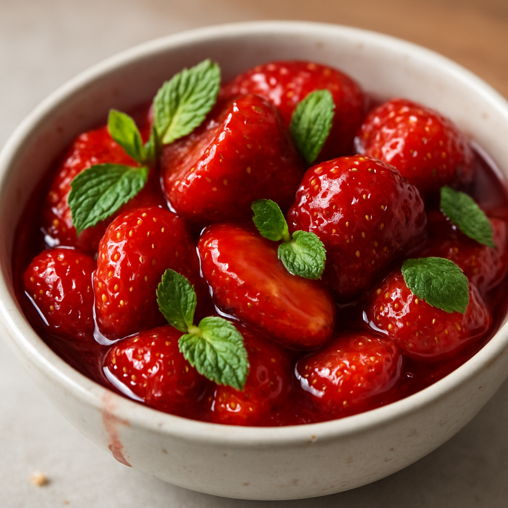 תותים מושרים בסוכר ונענע