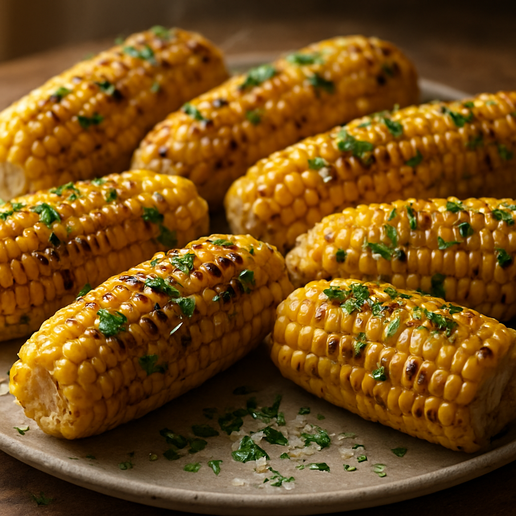 תירס גריל עם הברשה של שמן לימון ועשבים