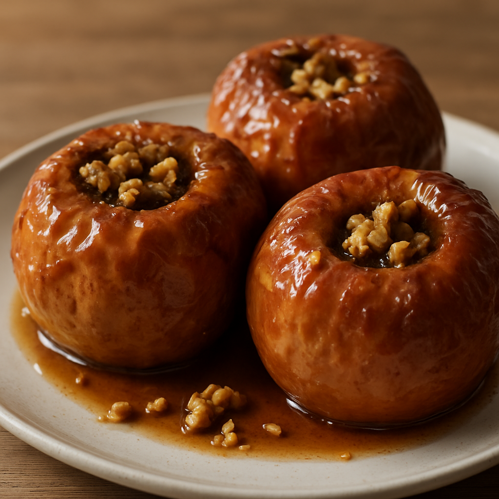 תפוחים אפויים במילוי דבש, שמן קוקוס ואגוזים