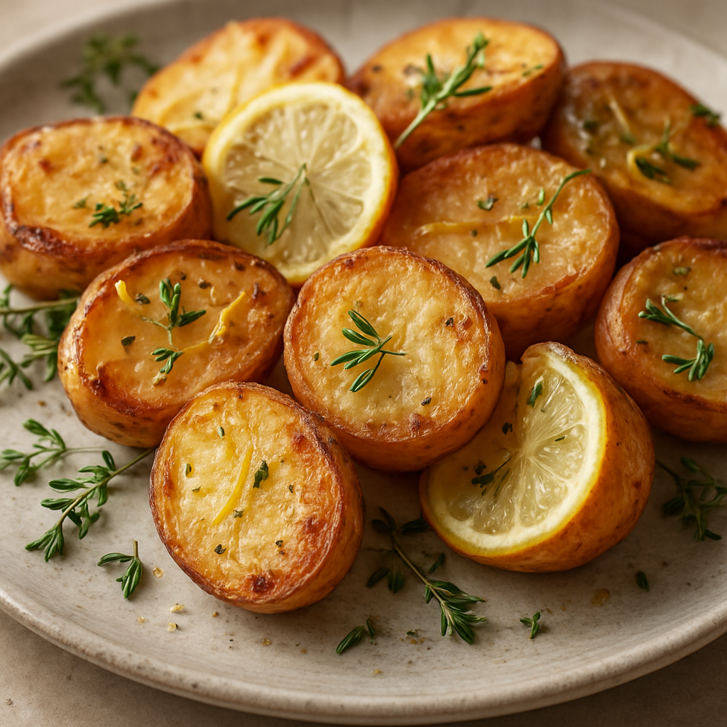 תפוחי אדמה צלויים שהושרו במלח ולימון