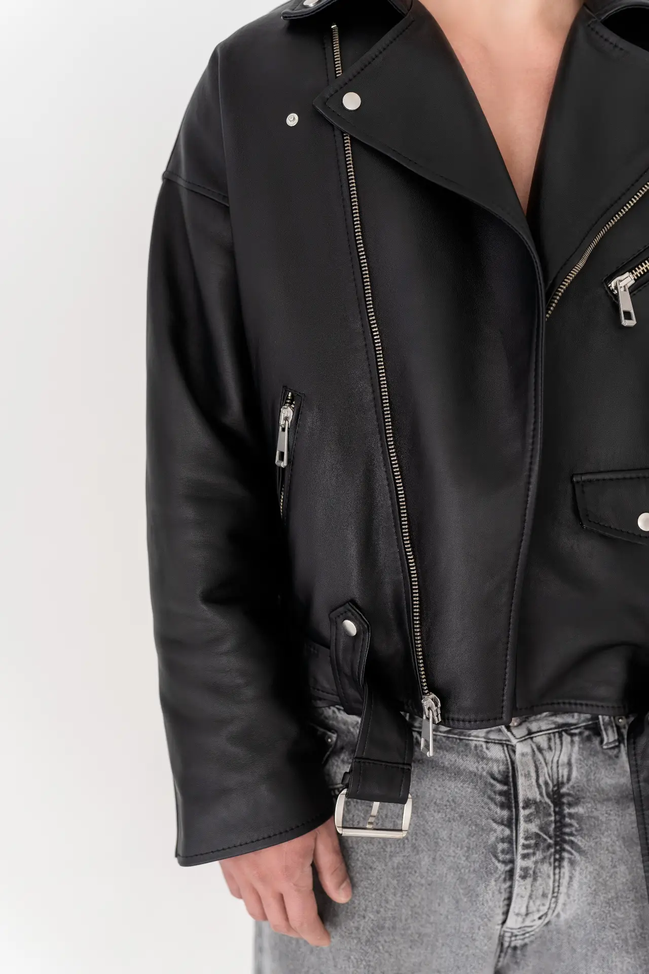Basic men's leather jacket