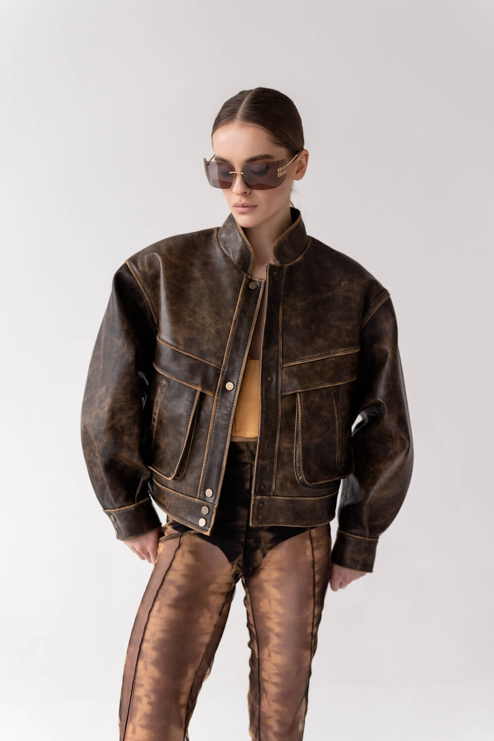 Косуха oversize з великими кишенями і стійкою