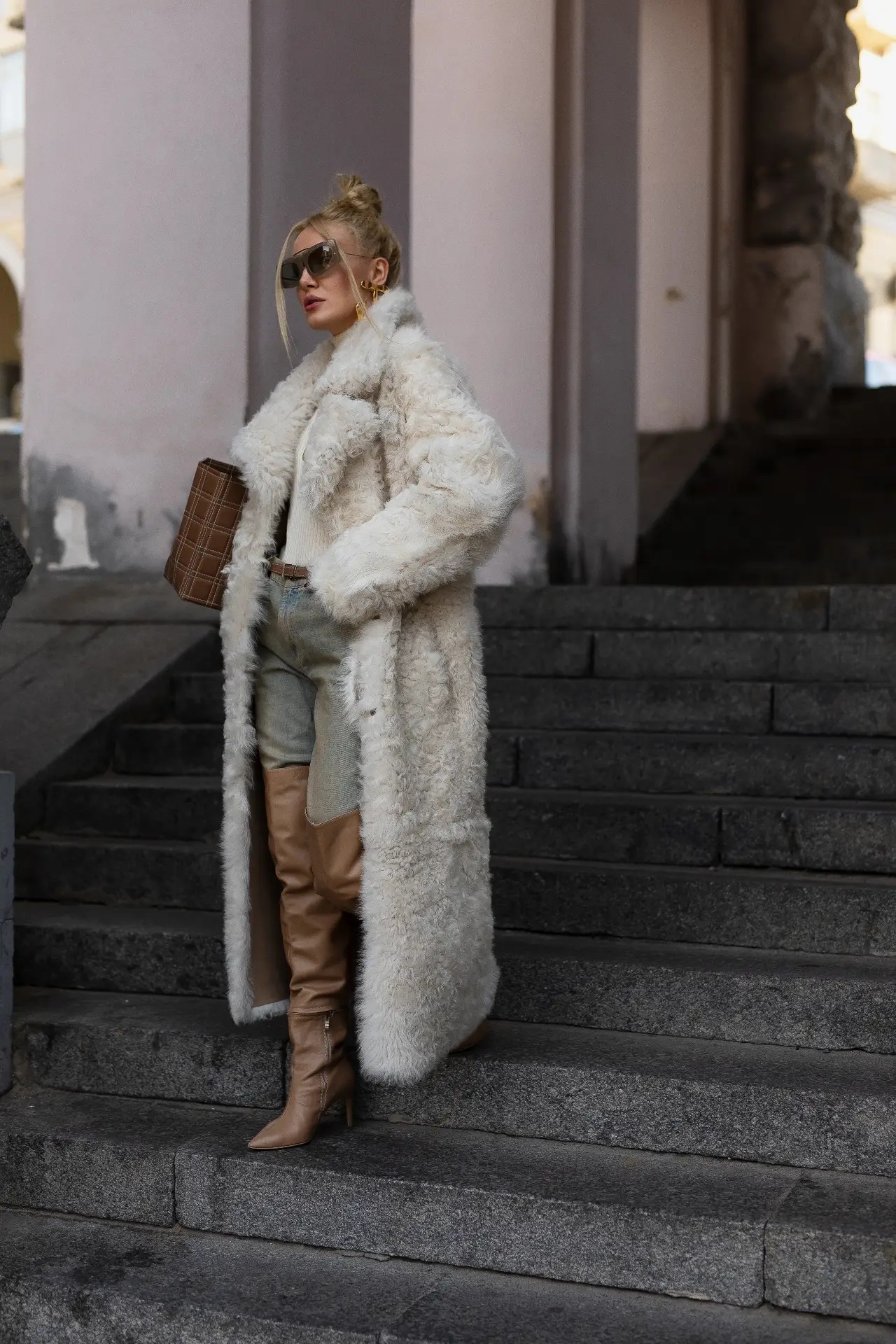 Elongated fur coar TIGRADO