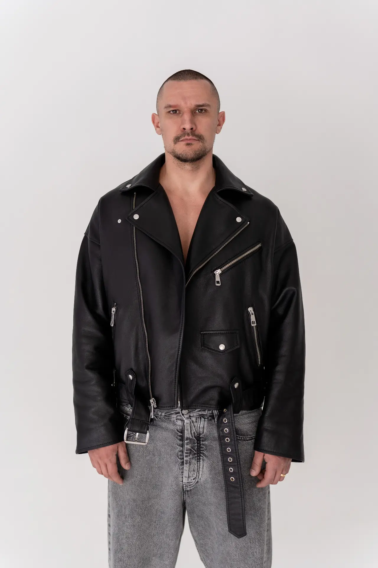 Basic men's leather jacket