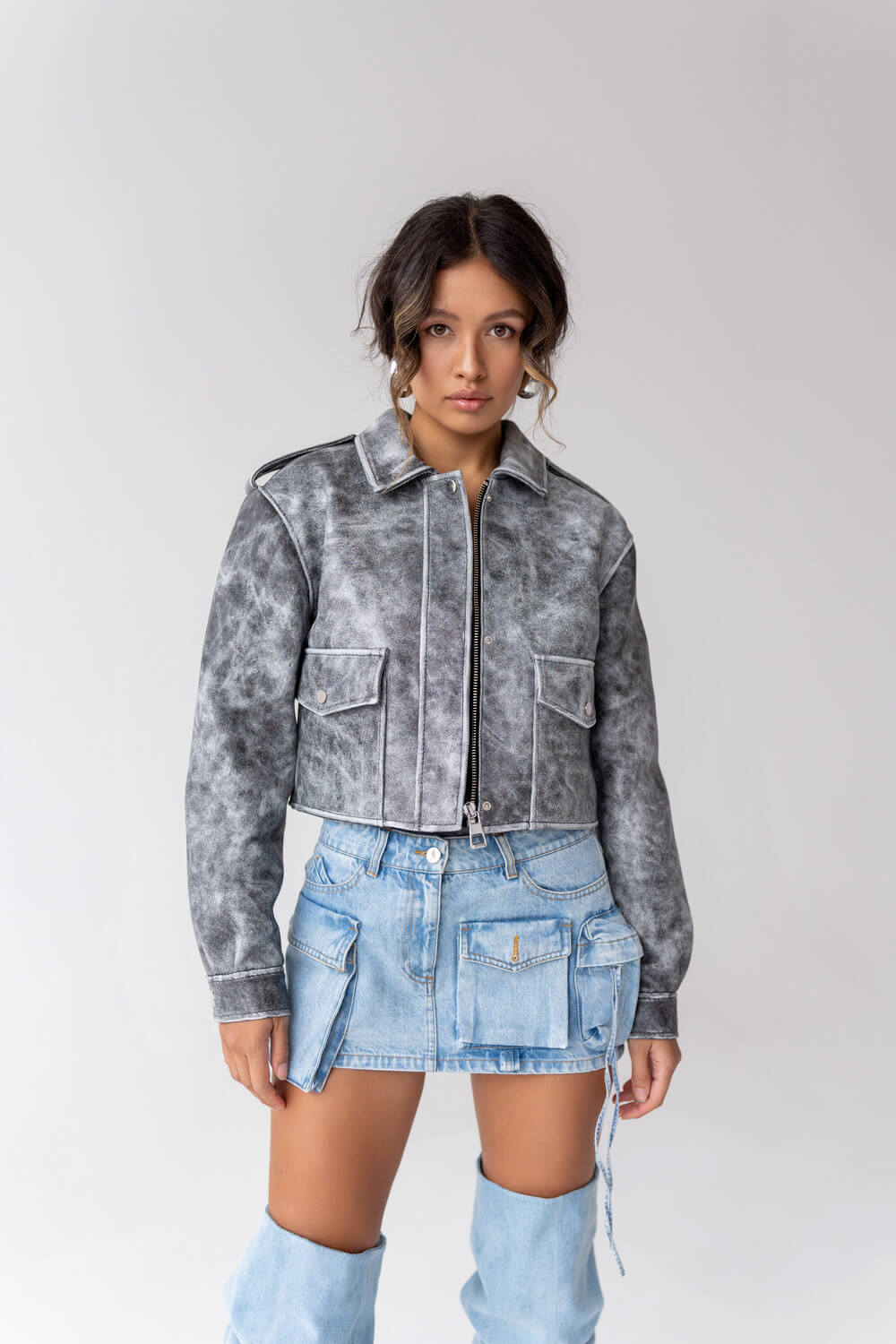 Classic fit cropped jacket