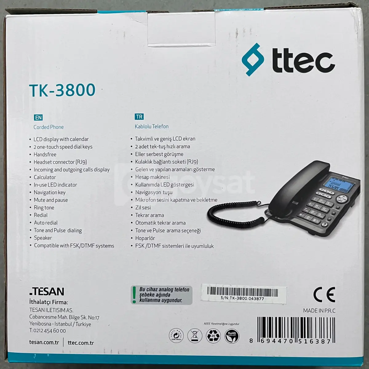 Ttec TK-3800 - Telefon Satılık - Görsel 2 | Goysat
