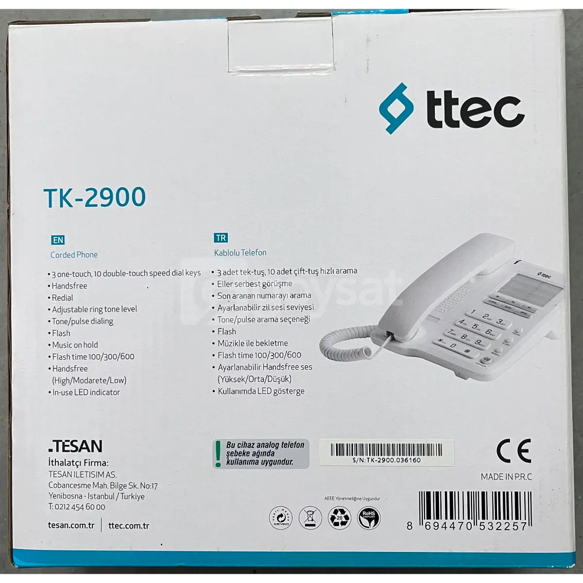 Ttec TK-2900 - Telefon Satılık - Görsel 2 | Goysat