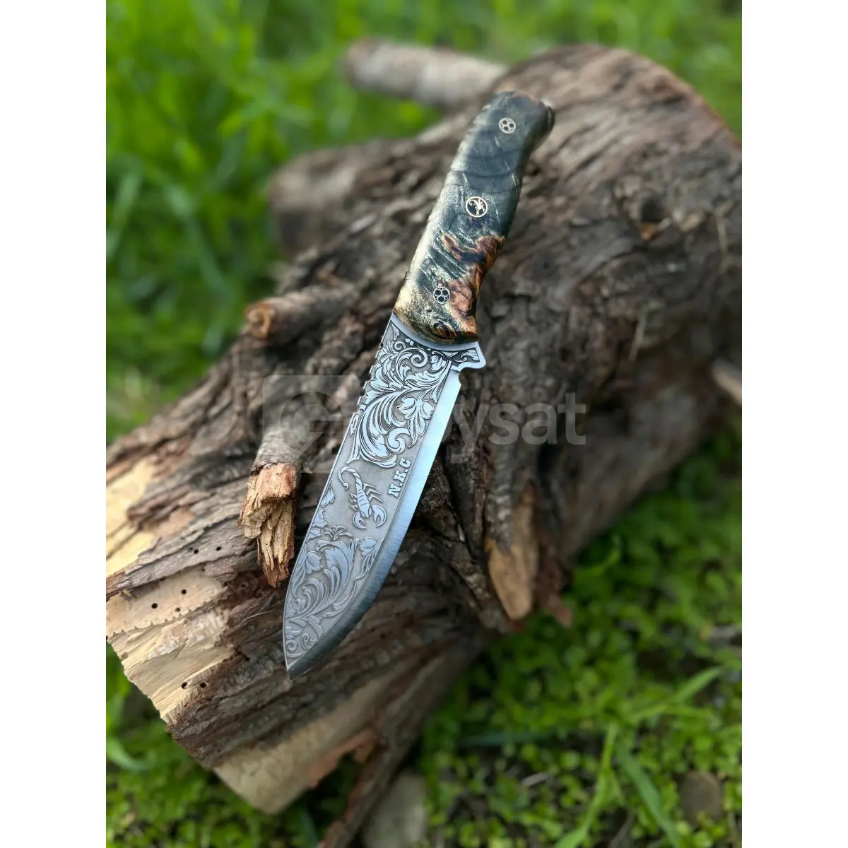3D Gravür İşlemeli Böhler N690 Çelik 4.2 Mm Kalınlık Hakiki Deri Kılıflı - Hobi & Kitap & Müzik Satılık - Görsel 5 | Goysat