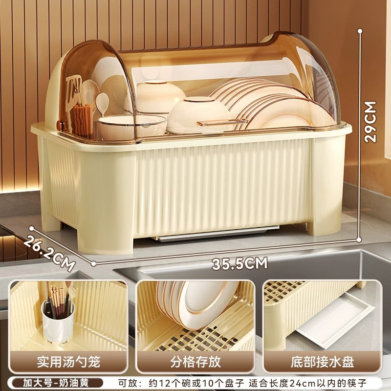 Covered Dish and Bowl Drainer Rack with Drip Tray photo 2