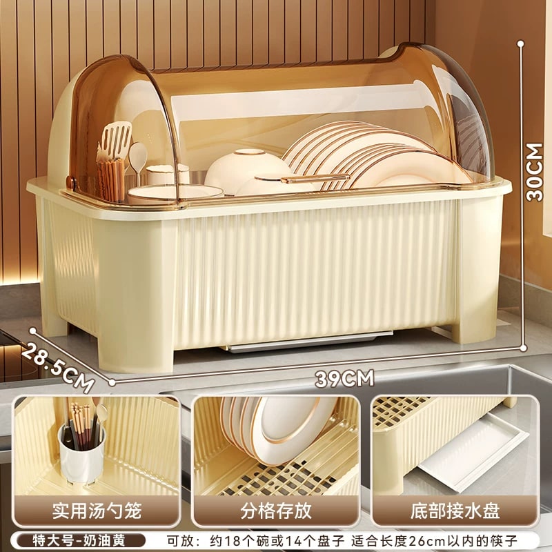 Covered Dish and Bowl Drainer Rack with Drip Tray photo 6