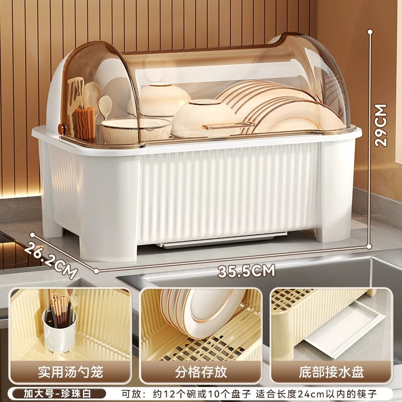 Covered Dish and Bowl Drainer Rack with Drip Tray photo 3