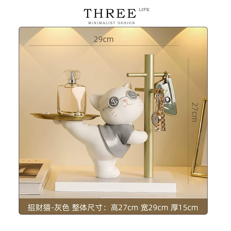 Lucky Cat Resin Ornament for Entryway and Living Room photo 2
