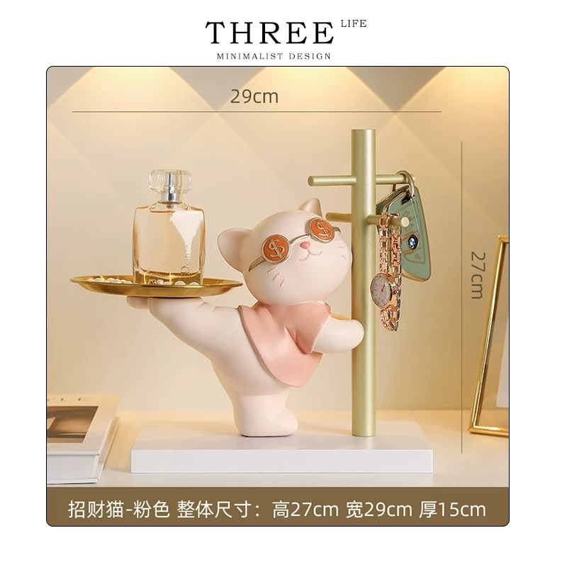 Lucky Cat Resin Ornament for Entryway and Living Room photo 3