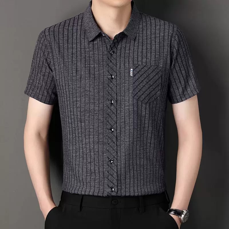 Men's Striped Short-Sleeve Summer Shirt photo 5