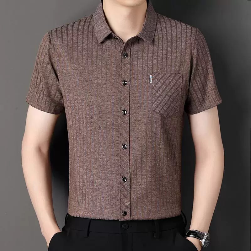 Men's Striped Short-Sleeve Summer Shirt photo 4